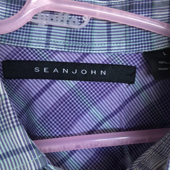 Men’s L Sean John  short sleeve shirt. Blue check - Picture 2 of 6